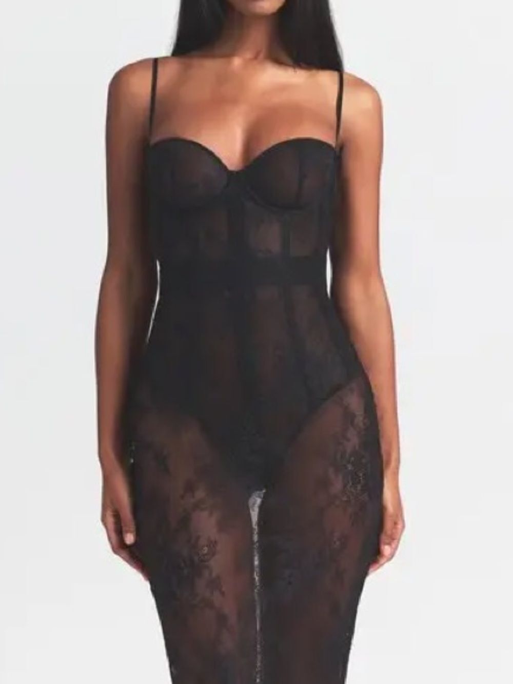 NWT SKIMS Ultra Fine Lace Strapless Corset Long Dress Sz XXS - Picture 8 of 15